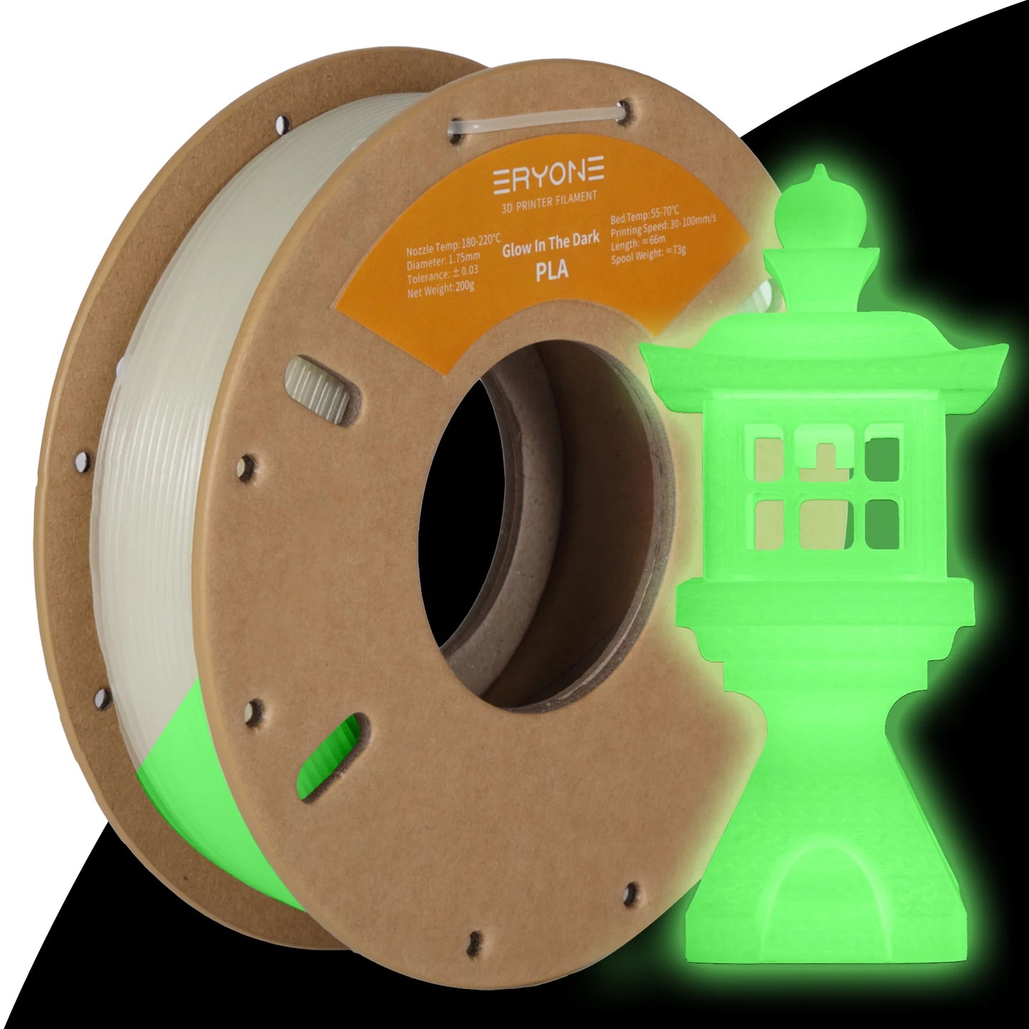 Eryone 250G Luminous PLA Filament 1.75mm Glow In The Dark Plastic PLA 3D Printing Materials High Quality Wholesale Fast Shipping