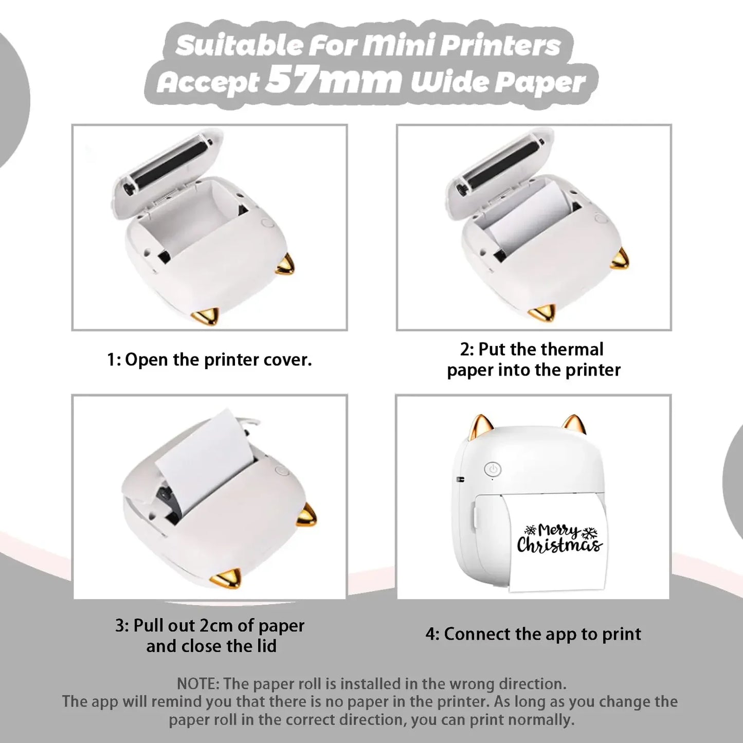 Mini Portable Printer Thermal Paper HD 57*25mm Universal Self-adhesive Roll Paper Label Sticker For Phone Printing Picture Photo