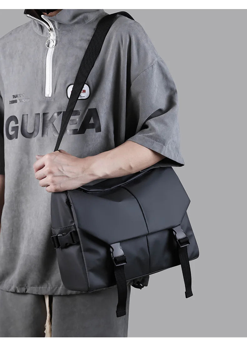 Men Motorcycle Cycling Messenger Bags Waterproof Big Crossbody Shoulder Bag Personalized Hip Hop Street Travel Cross Bag Male