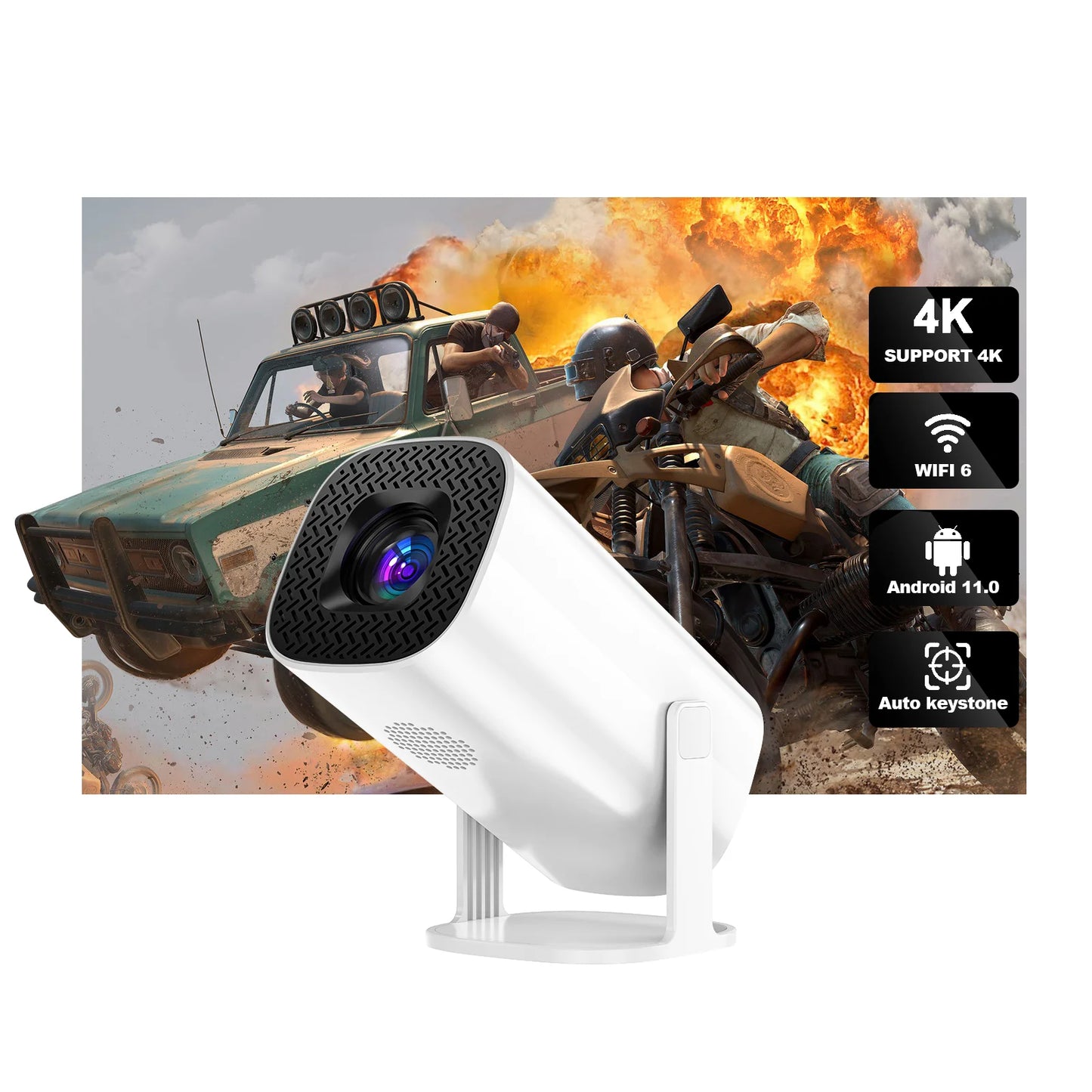 P30 Smart Mini Projector Android 11 WiFi6 Support 4K 1080P BT5.0 Projector 1280*720P Home Cinema Portable Projector
