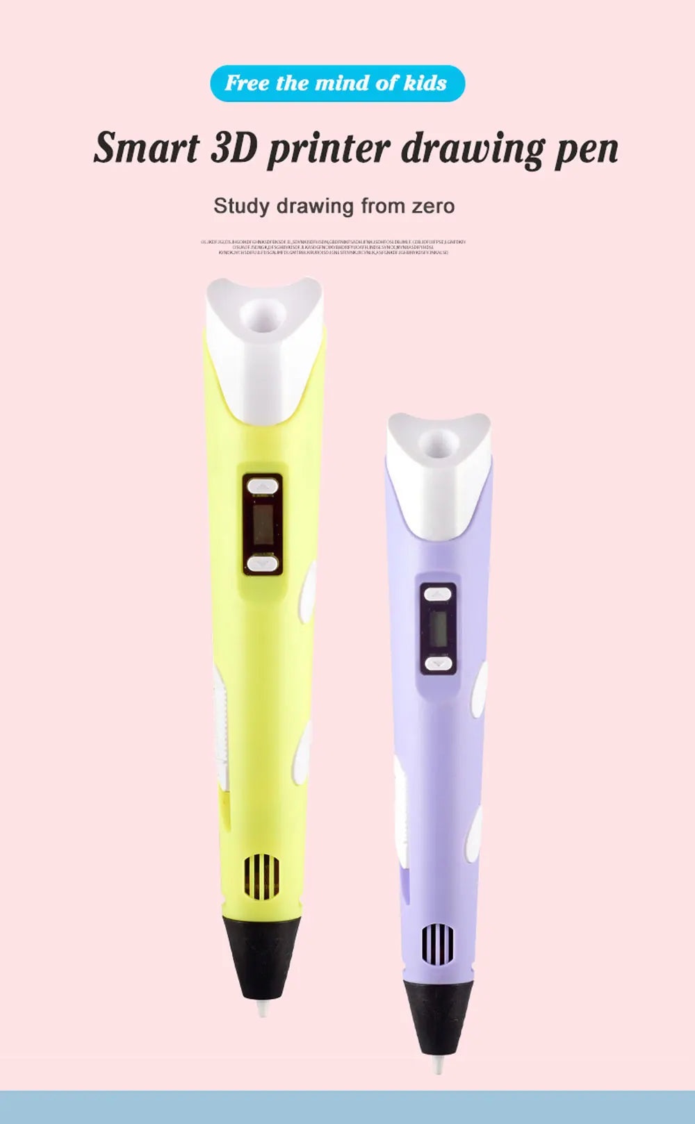 3D Pen Drawing Printing Pen With LCD Screen Compatible PLA Filament Toys Safe Paiting for Children DIY Christmas Birthday Gift