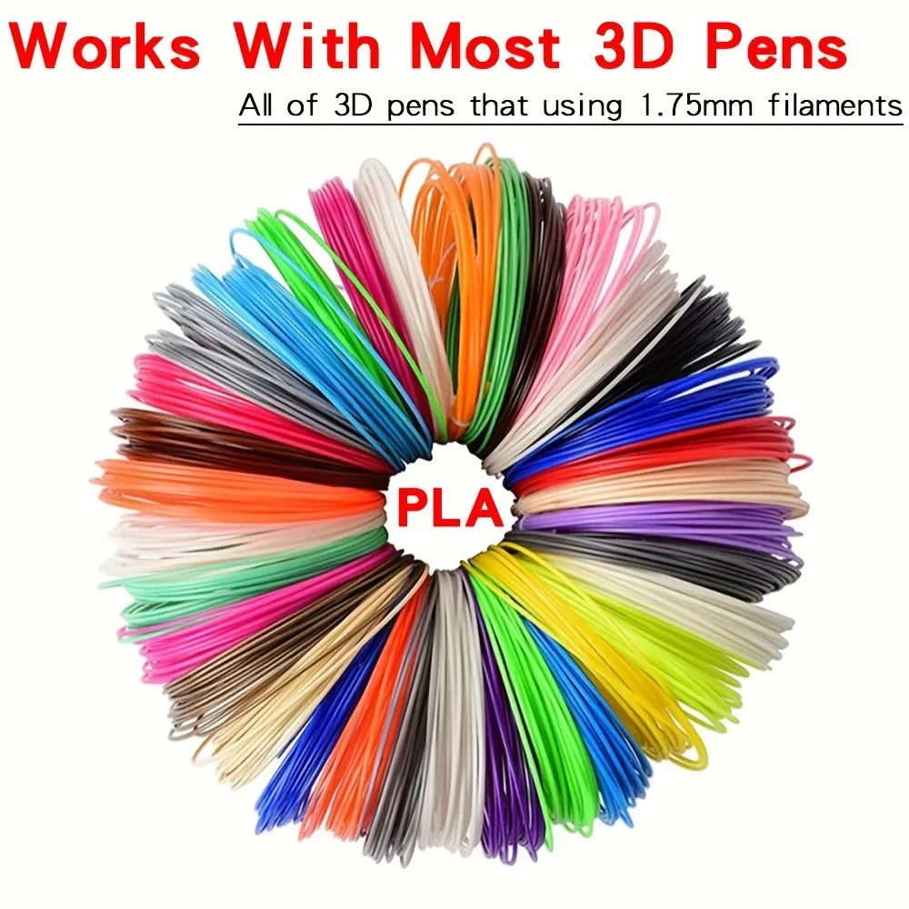 30 Colors 3D Pen Filament 1.75mm PLA, Each Color 16.4 Feet(5m), Total 492 Feet (150m) 3D Pen Filament Refills, Random Color