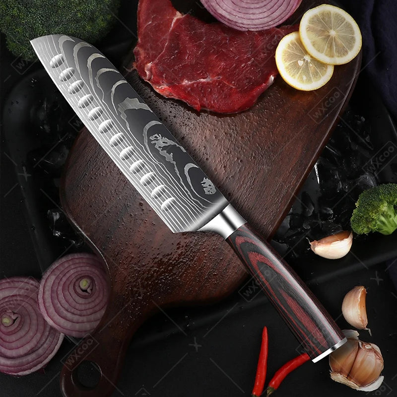 Professiona Japanese Chef Knife Kitchen Knives Santoku Slicing Utility Bread Meat Cleaver Butcher Stainless Steel Cooking Knife