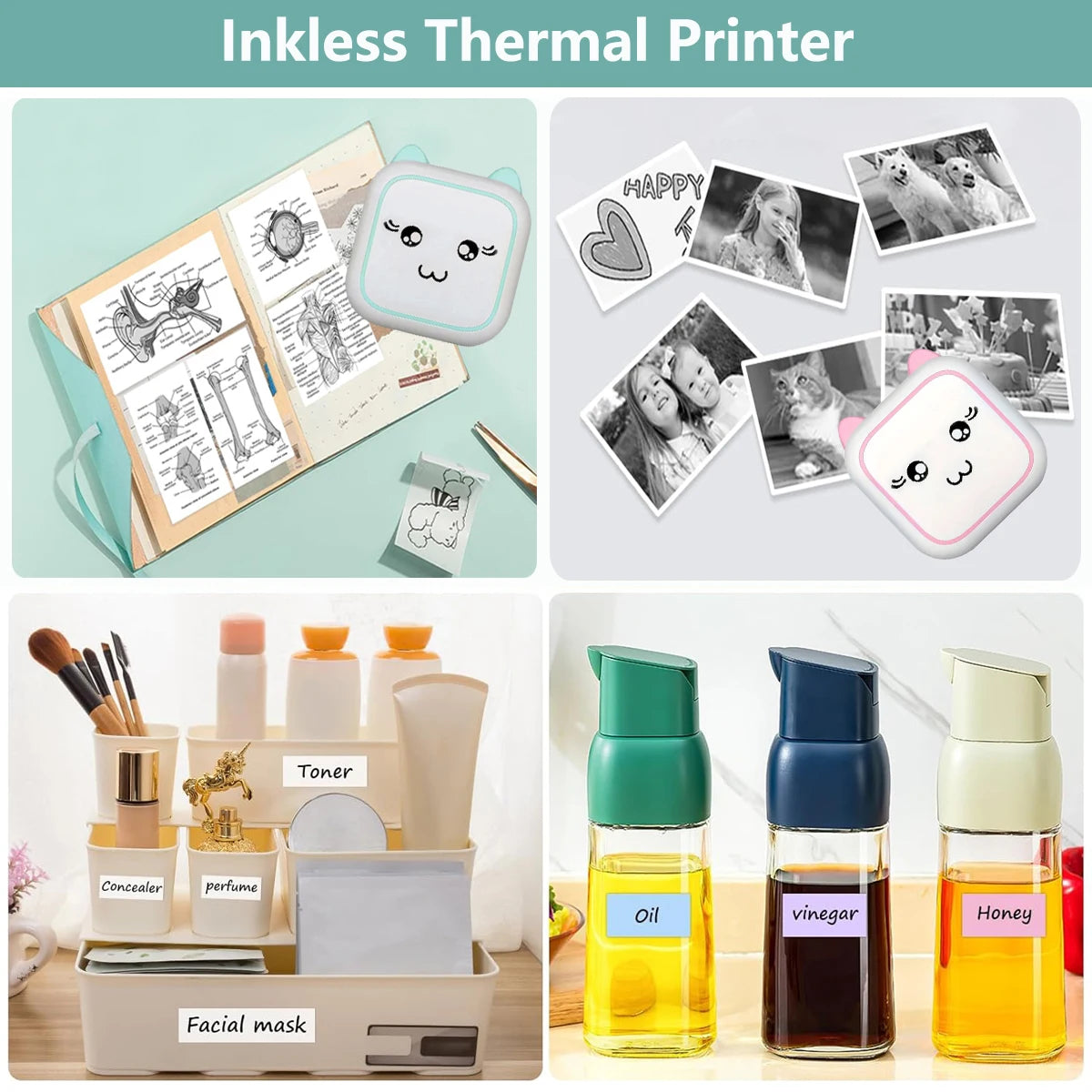 Portable Mini Printer， Wireless Photo Printer ，Ink-Free Thermal Printing For Notes Photos Memos For Android IOS