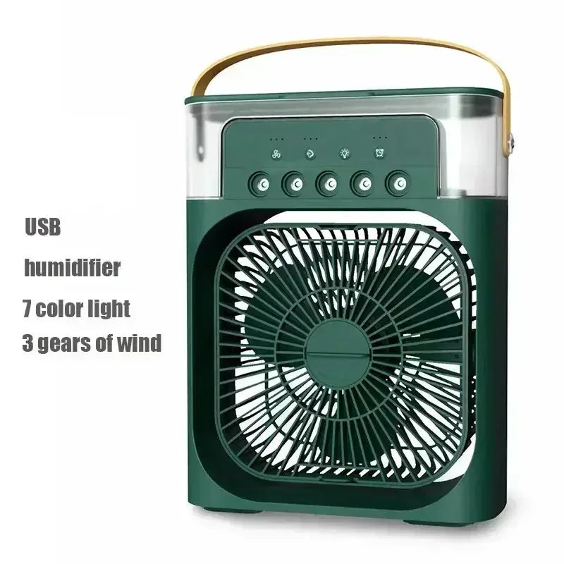 Water Mist Electric Fan Air Humidifier LED Night Light Suitable for Families Portable Air Conditioner Triple Cooler Cooling Home