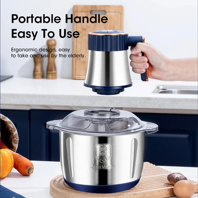 Electric Meat Grinder 5L Large Capacity Stainless Steel Multifunctional Meat and Vegetable Slicing Grinder Flour Mixer Kitchen