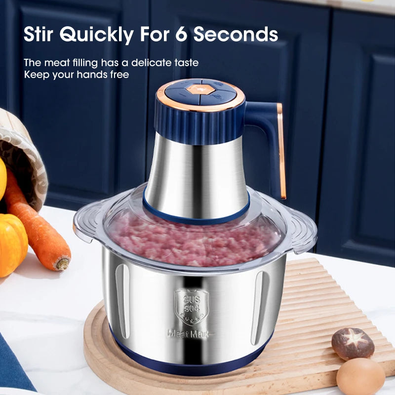 Electric Meat Grinder 5L Large Capacity Stainless Steel Multifunctional Meat and Vegetable Slicing Grinder Flour Mixer Kitchen
