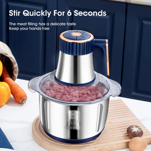 Electric Meat Grinder 5L Large Capacity Stainless Steel Multifunctional Meat and Vegetable Slicing Grinder Flour Mixer Kitchen