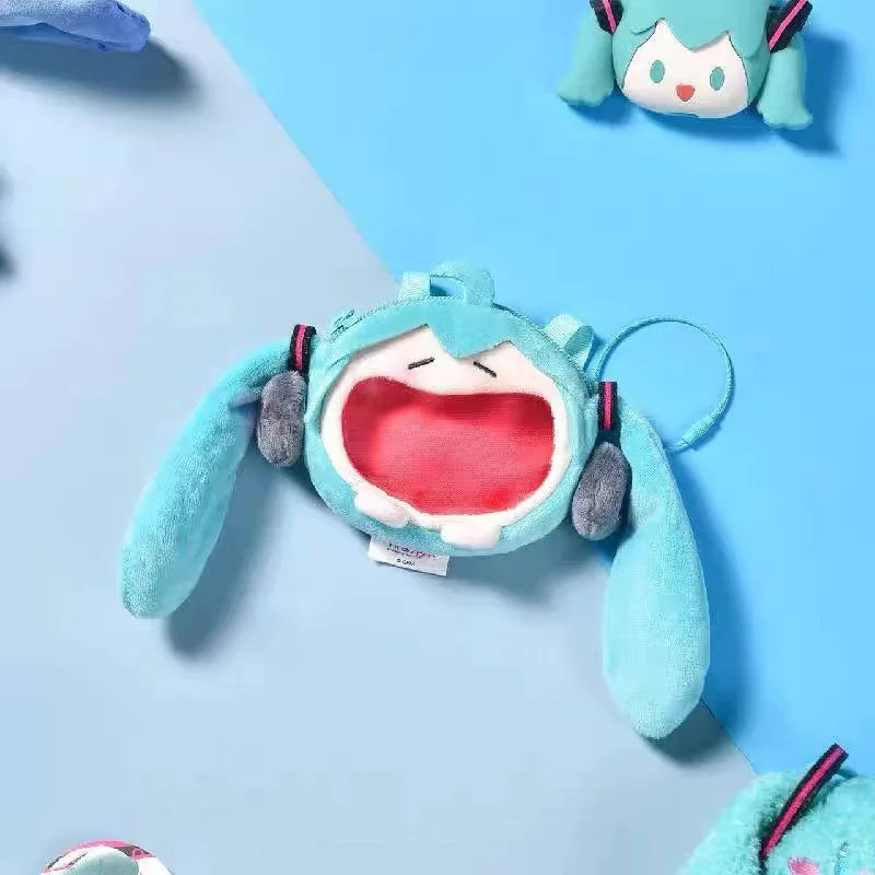 Japanese Anime Coin Purse Creative Hatsune Miku Big Mouth Cartoon Soft Doll Mini Itabag Messenger Bag Student Earphone Bag Gift