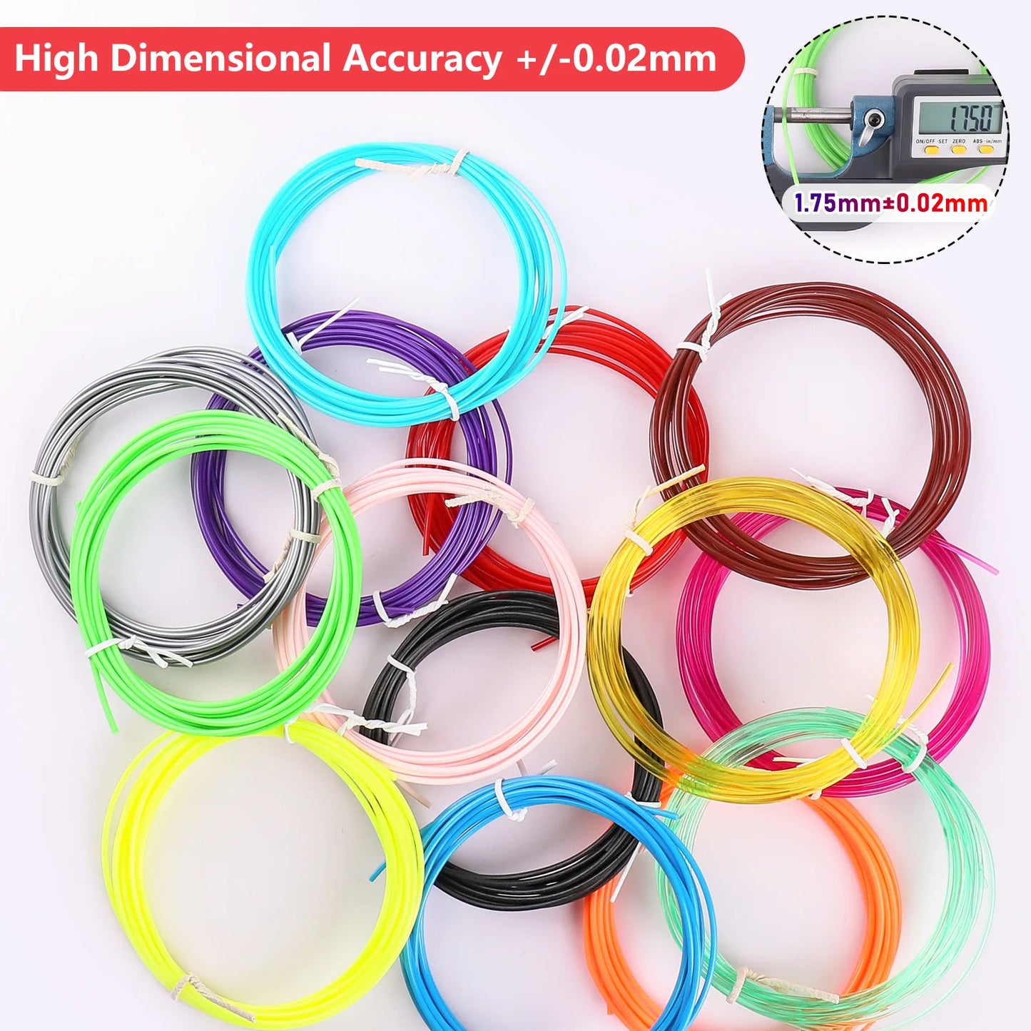30 Colors 3D Pen Filament 1.75mm PLA, Each Color 16.4 Feet(5m), Total 492 Feet (150m) 3D Pen Filament Refills, Random Color